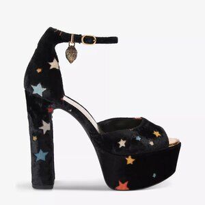 Kurt Geiger London Shoreditch Sun Star Velvet High Platform Heel Pump Black, 6